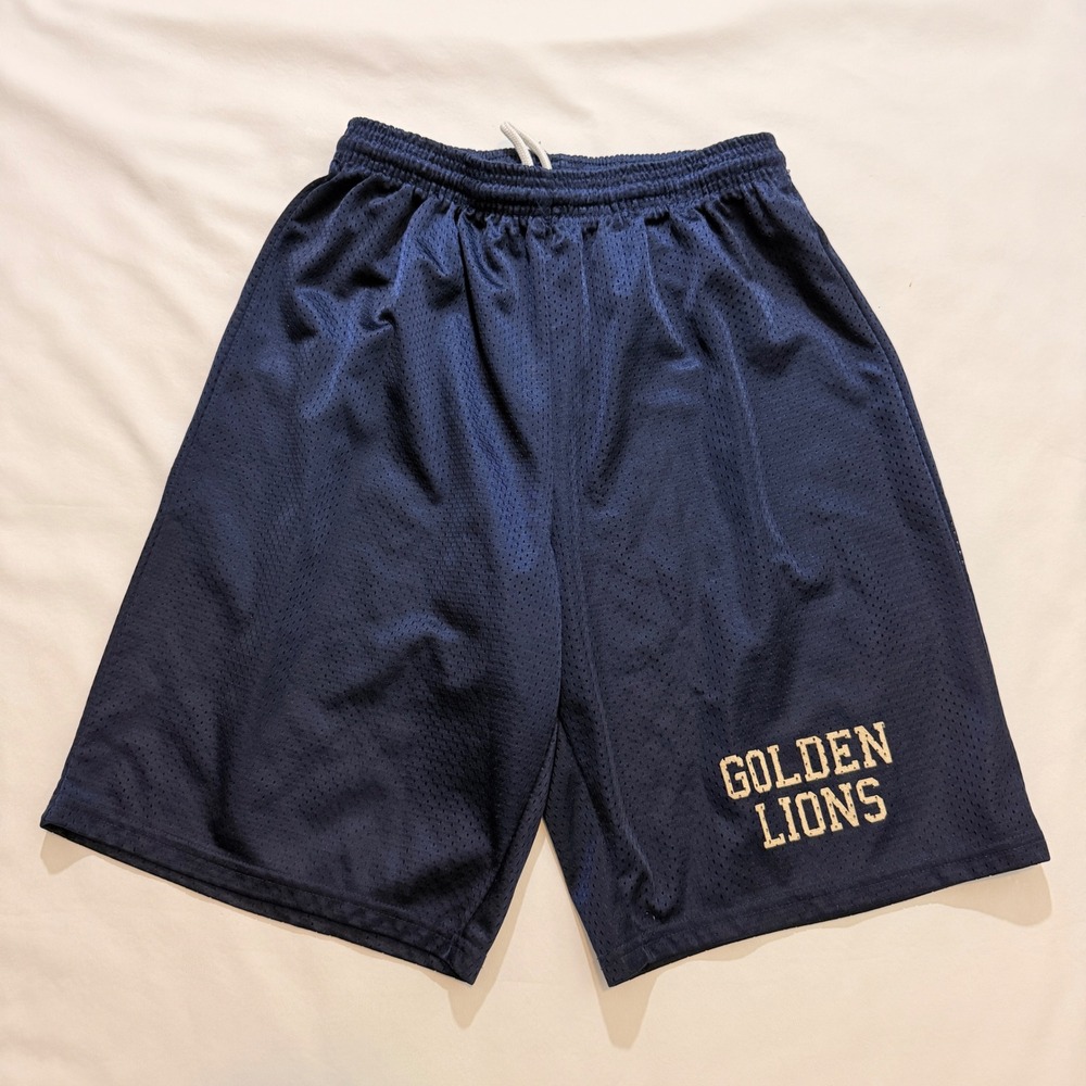 Alleson Athletic Basketball Shorts Mens M Navy Blue Golden Lions Mesh Graphic